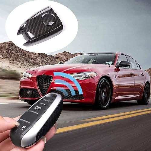 Miniatura 9 de CHEYA ABS Car Key Shell Key Case Cover Trim para Alfa Romeo Giulia Stelvio 2017-2019 (negro)