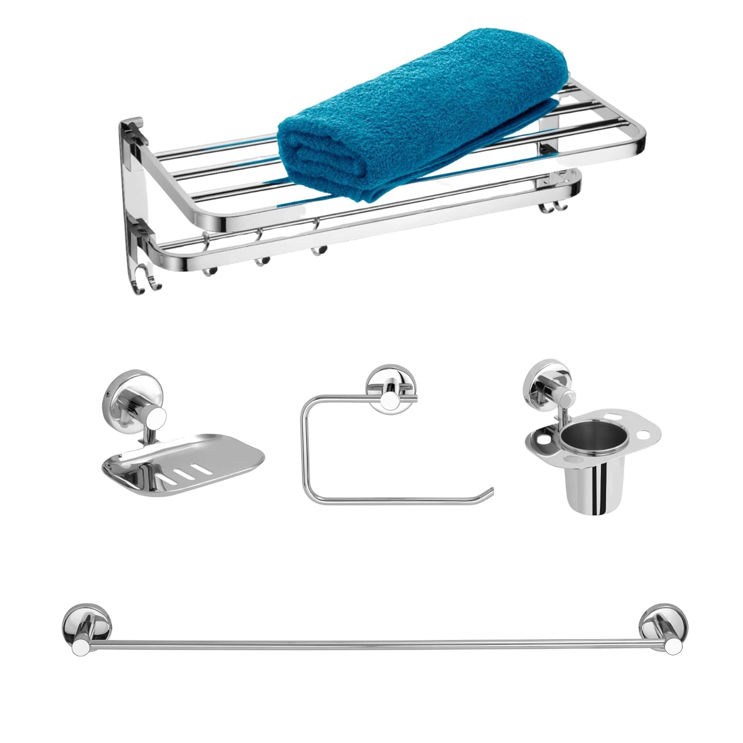UBH Bathroom Accessories Set Folding Towel Rack, Soap Holder, Napkin