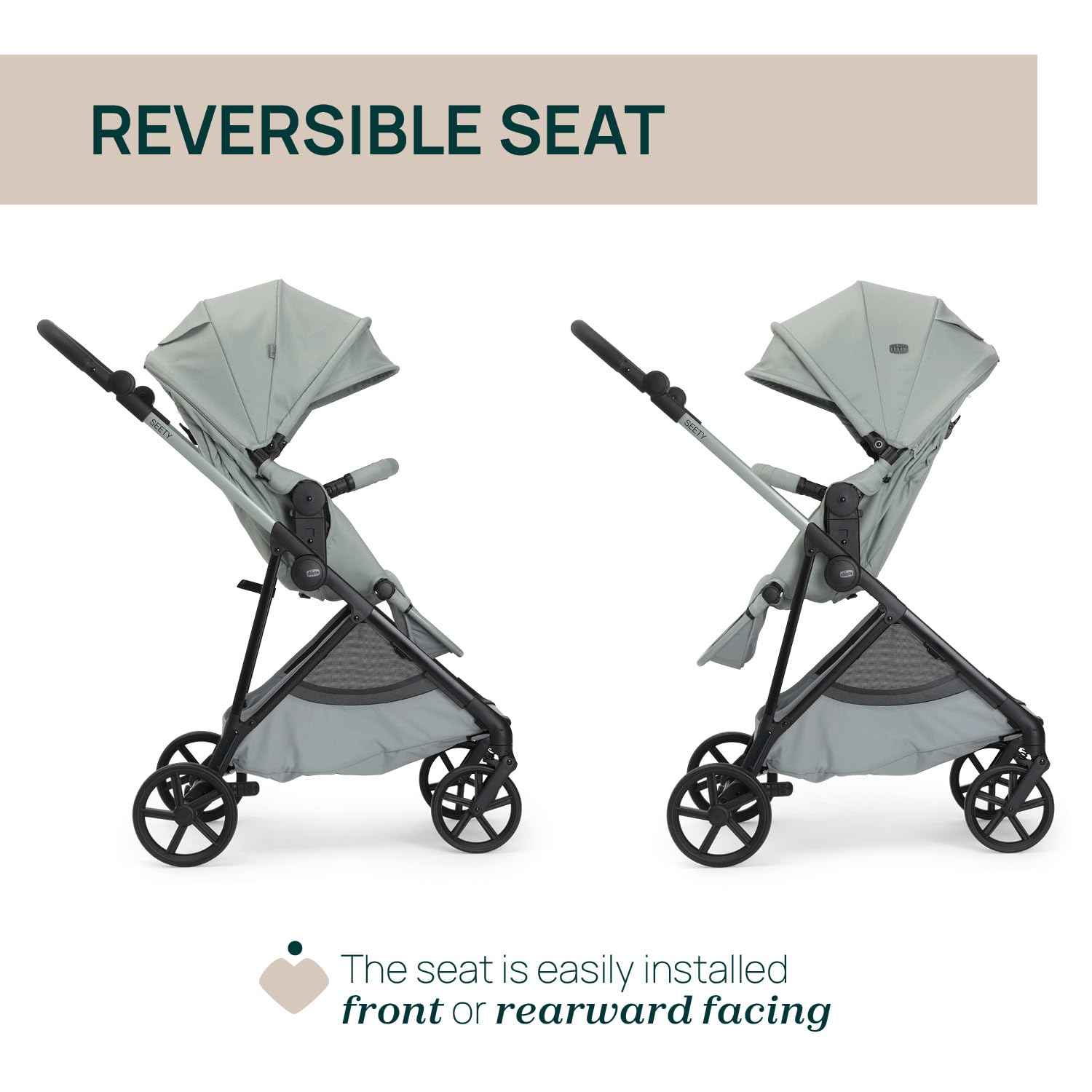 Chicco Poussette Seety, Poussette Légère et Compacte de 0 Mois à 4 Ans, Charge Max 22 kg, Poussette Pliable, Dossier Réglable, Fermeture Automatique en 1 Geste, Canopy Pare-Soleil et Habillage Pluie
