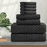 Ferdilan 8 Piece Extra Large Bath Towels Set,2 Oversized Bath Towels(35'x70'), 2 Hand Towels,4 Washcloths Ultra Soft and Absorbent Towels for Bathroom, Quick Dry Towel for Gym Hotel Camp Pool Black