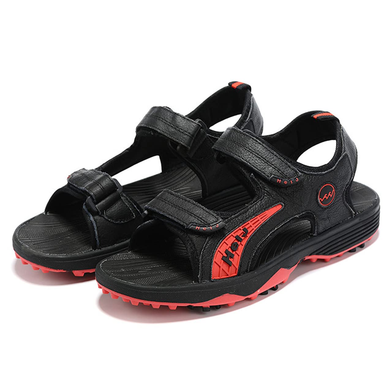 WJFGGXHK Men's Golf Sandal, Golf Shoes for Men Waterproof Golf Sneakers Outdoor Anti Slip Walking Footwear,Red,40 EU