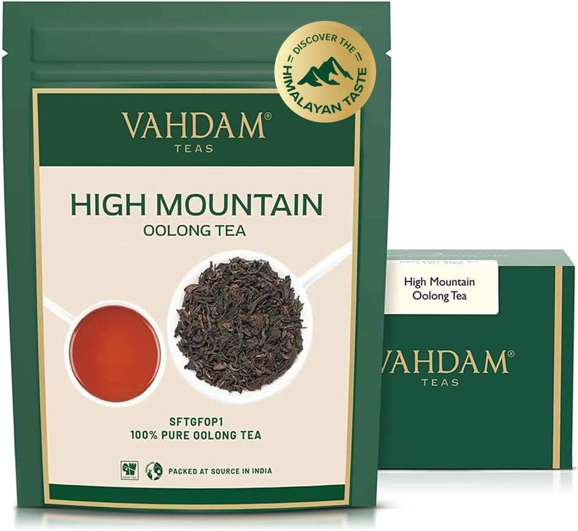 VAHDAM, High Mountain Oolong Tea Leaves From Himalayas (50+ Cups, 3.53oz) Strong & Robust Oolong Tea | High Elevation Grown | Vacuum Sealed | Brew Hot, Iced, Kombucha Tea | Loose Leaf Tea