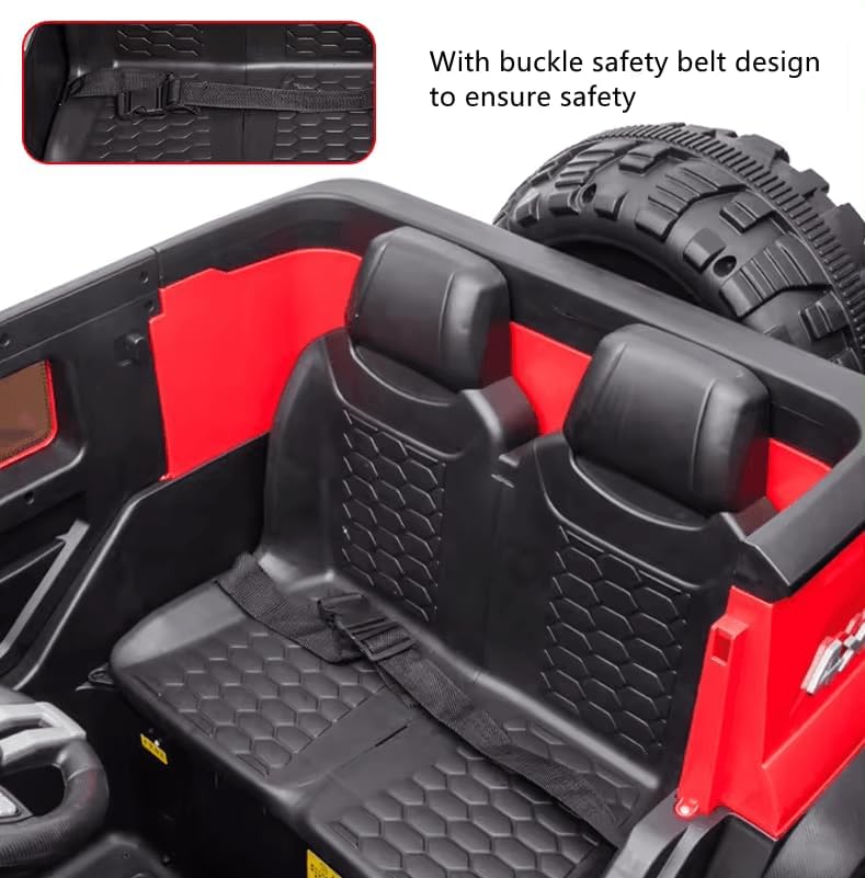 Image of KAWAII KIDS Battery Operated 4x4 Electric Car for Kids, 2-Seater Ride-On SUV with Parent Remote Control, Bluetooth, USB Music, 70kg Weight Capacity, Age 1-10 Years (1166,Red)