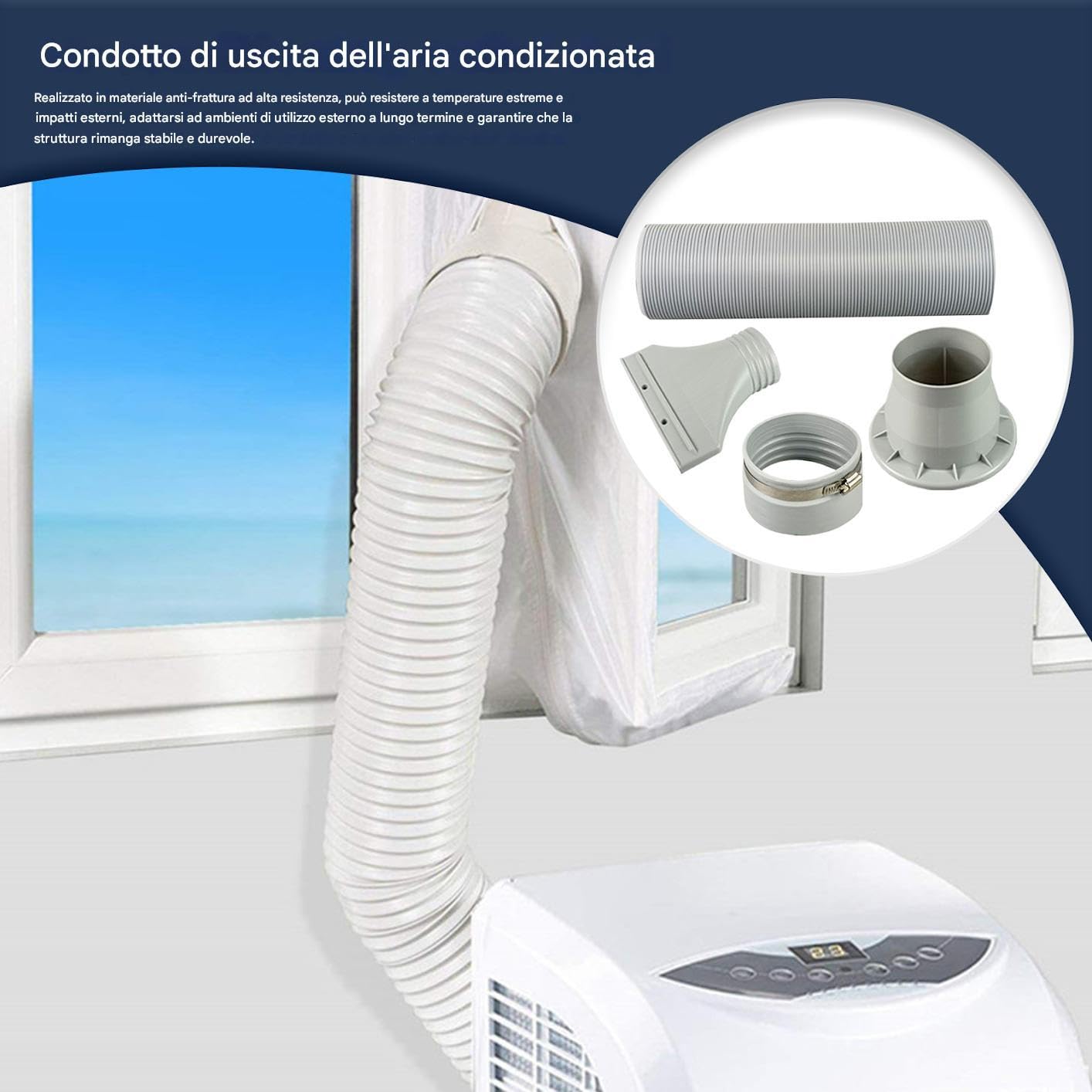 Kit Di Ventilazione Per Finestra Per Climatizzatore Portatile,Kit Di Canalizzazione Per Condizionatori Portatili | Adattatore Di Ricambio Per Ventilazione Finestra Per Camera Da Letto, Soggiorno,
