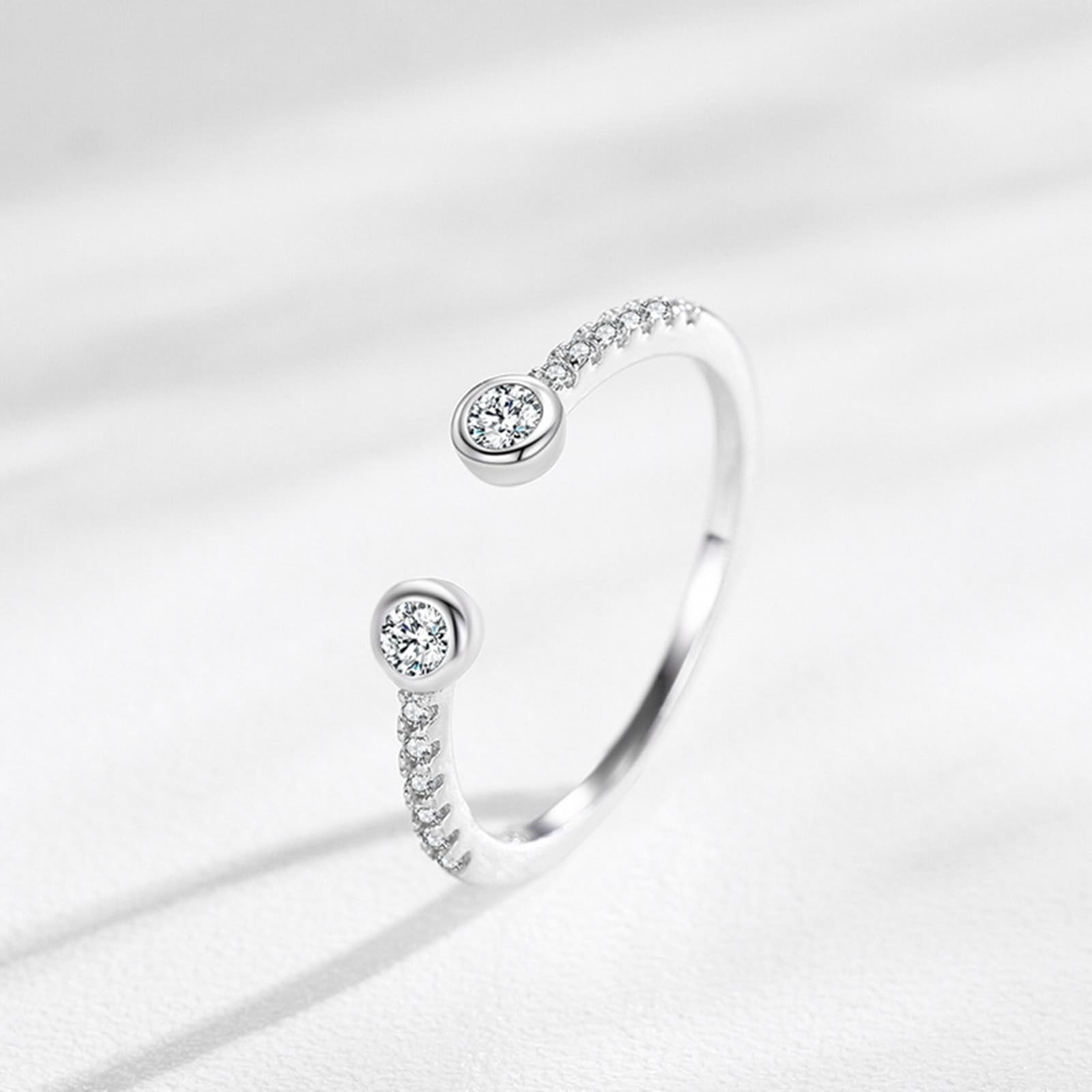 KnSam Anillo de boda de oro blanco Au 375/585/750, anillo apilable, forma abierta, anillo solitario con diamante creado en laboratorio, oro blanco de 9 K/14 K/18 K, talla 47-65