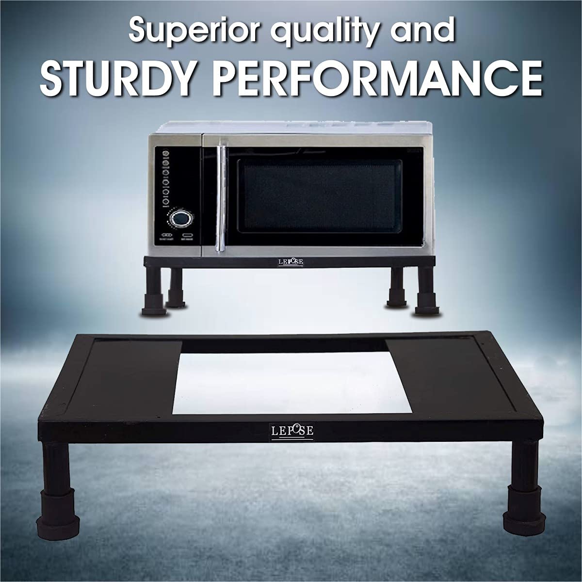 Lepose Oven stand, Oven stand for kitchen, Microwave oven stand for kitchen, Micro oven stand in kitchen, Heavy Duty Microwave Oven Stand with Powder Coating (Oven Stand)(With Flower Print Cover) — Amazon image 3