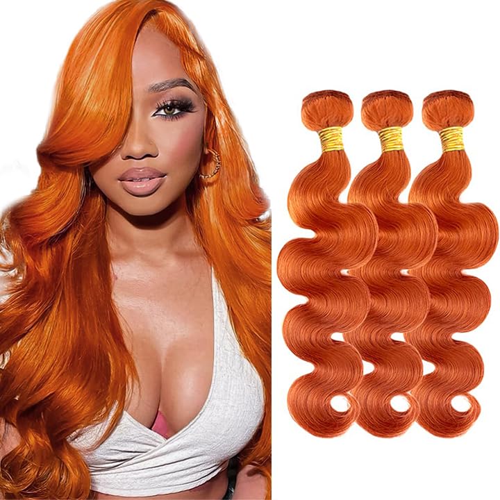 34 34 34 Inch Ginger Body Wave Bundles Human Hair...