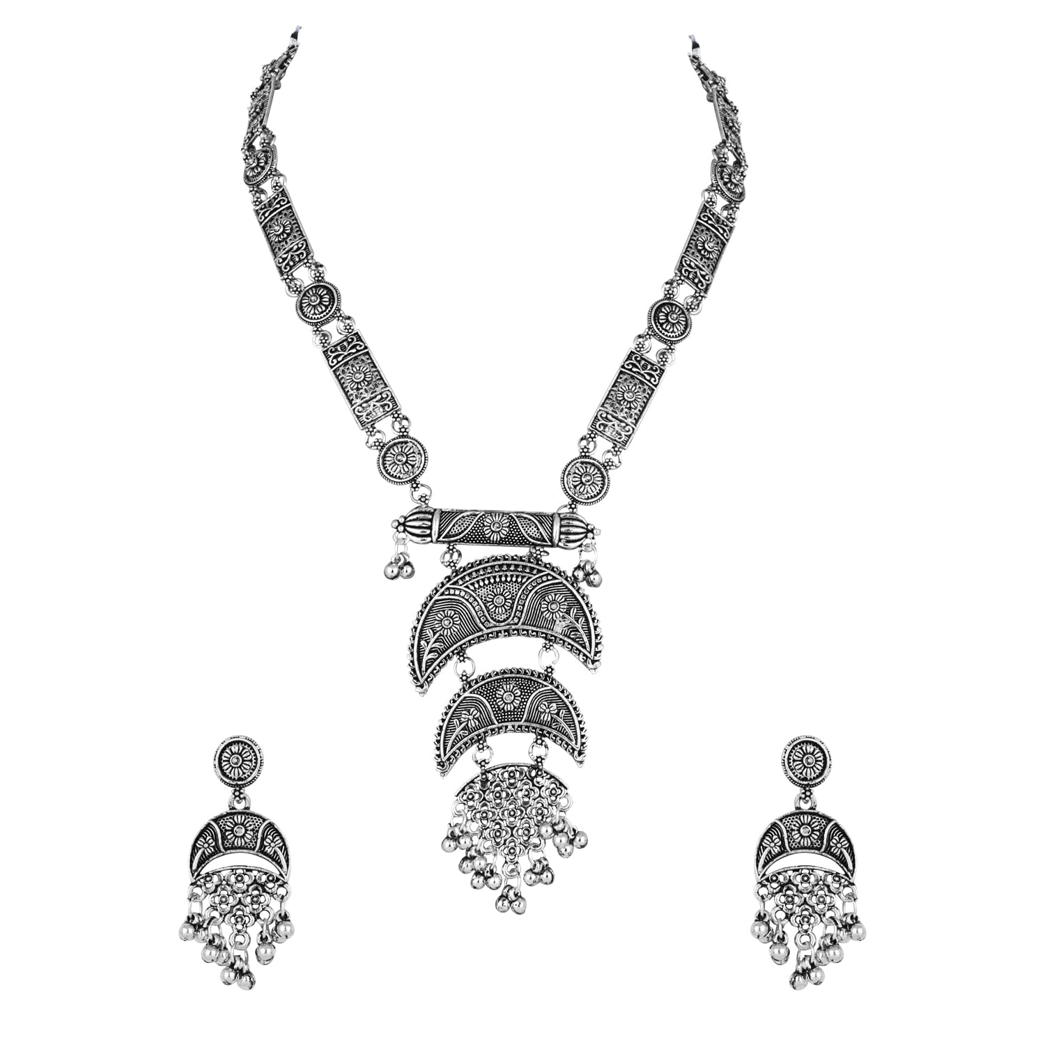 I Jewels Womens Navratri Silver Oxidised Traditional Ethnic Ghungroo Long Necklace Jewellery Set With Earrings (Mc210Ox) (B0DF5LLM6J) Amazon Price History, Amazon Price Tracker
