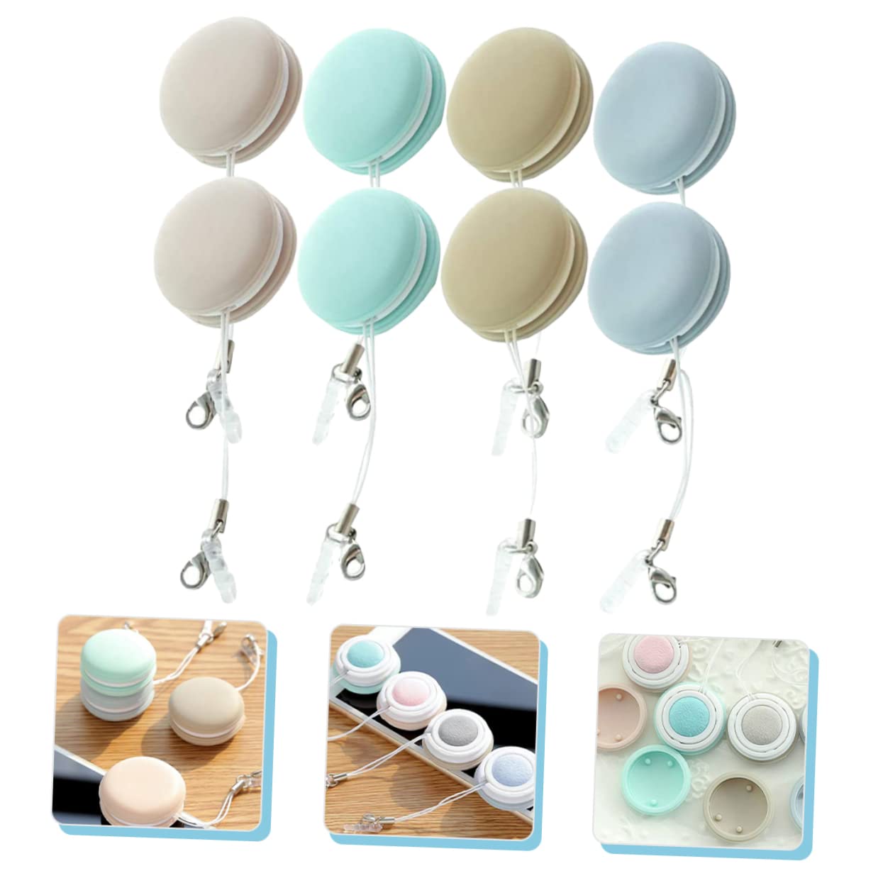 40 Pièces Essuie-glace De Téléphone Nettoyeur D'écran Macron Tampon De Nettoyage D'écran Macarons Lingettes Nettoyantes Pour Écran Pour Écran Propre Pendentif Pp+silicone