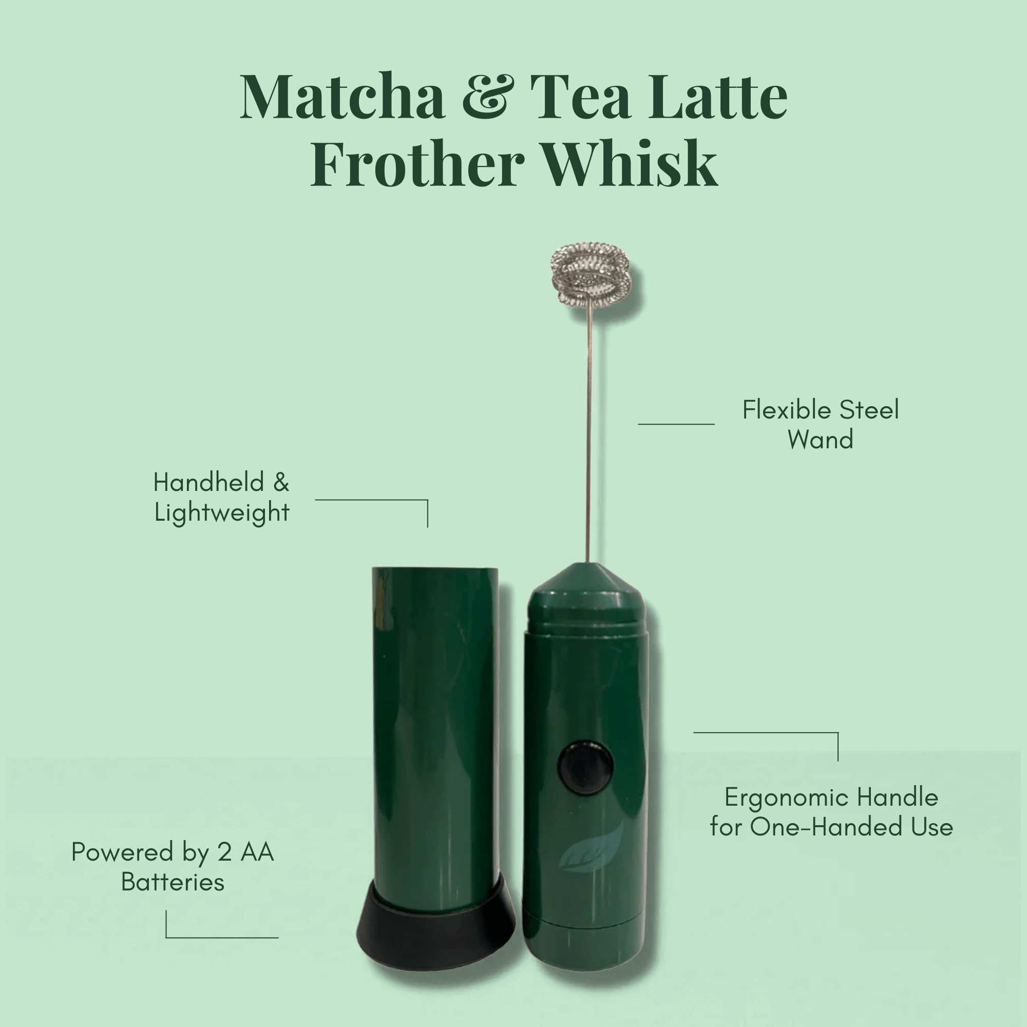 Tease Tea Milk Hand Frother - Matcha & Latte Whisk, Hand Mixer for Coffee, Handheld Matcha Whisk, Cordless Wand for Milk, Coffee and Tea, Lightweight Hand Frother Mixer
