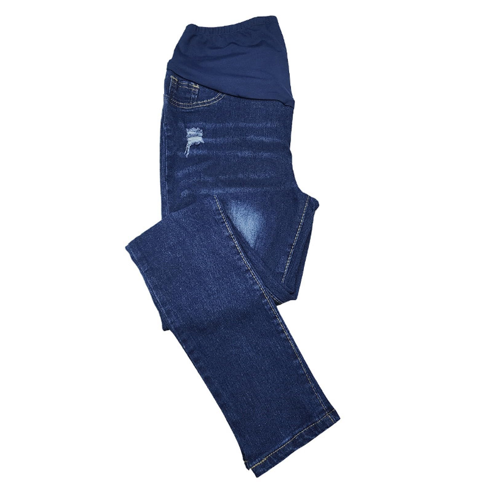Jean Grossesse et Femme Enceinte, Coupe Slim Bandeau Haut Stretch et Confortable Jeans Enceinte Skinny Push up Fesse Pantalon de maternité Jegging Idèal Tout au Long de Votre Maternité