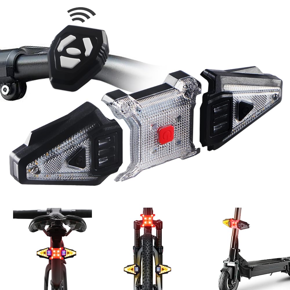 Divisi Luci Posteriori per Bici con Lampeggiante, Lampeggiante Bici Ricaricabili USB Telecomando Lampeggiante Bici con Indicatore di avvertimento Flash e Luce Posteriore Rosso per Bicicletta-3PCS