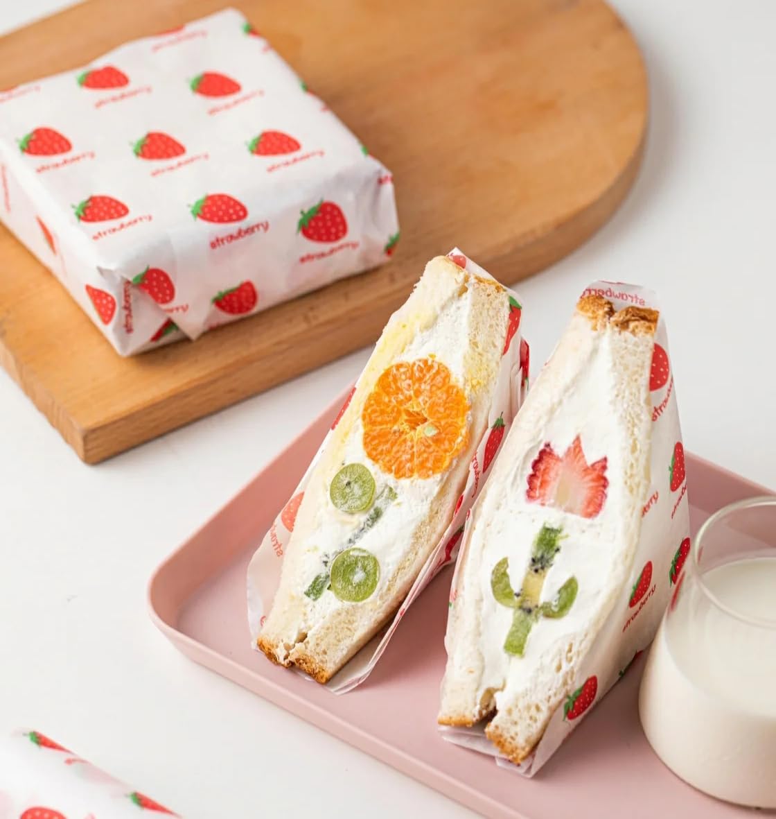 100 Sheets Strawberry Wax Paper 15 x 11 Inch Greaseproof Sandwich Burger Chips Cuttable Baking Parchment Wraping Paper