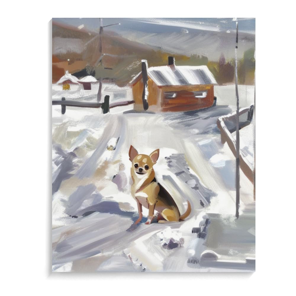 Paint by Numbers for Adults Beginners Chihuahua Dog Gift Birthday Anniversary or Any Festival. DIY Acrylic Painting Kit for Room Decor Canvas 20x24inch(50x60cm) Frameless