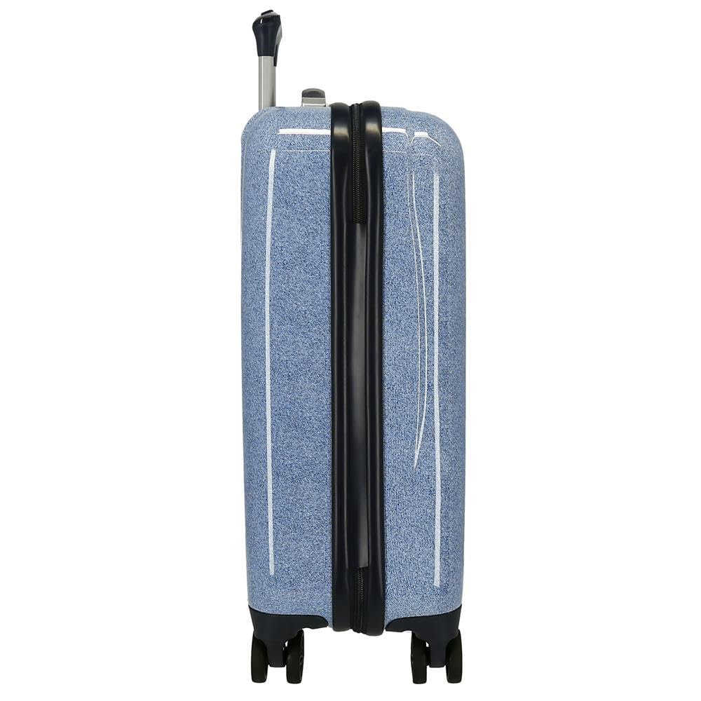 Pepe Jeans Noni denim, maleta cabina, neceser, Fabricada en ABS, un material resistente y ligero, Cuatro ruedas dobles de giro multidireccional, Cierre TSA para viajar seguro y proteger tus efectos