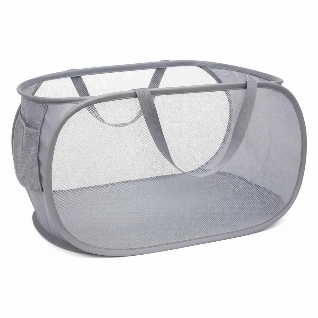Upgraded Collapsible Laundry Baskets Durable Pop Up Laundry Hamper 4th Generation Mesh Laundry Bags with Reinforced Handles Side