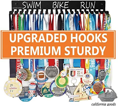 Lapetale Fashion SMedal Hanger Holder Display Rack for 60-90Medals Application for All Sports Black Steel Medal Hanger Holder, Race Medal Display Holder,Medal Holder Swim Bike Run