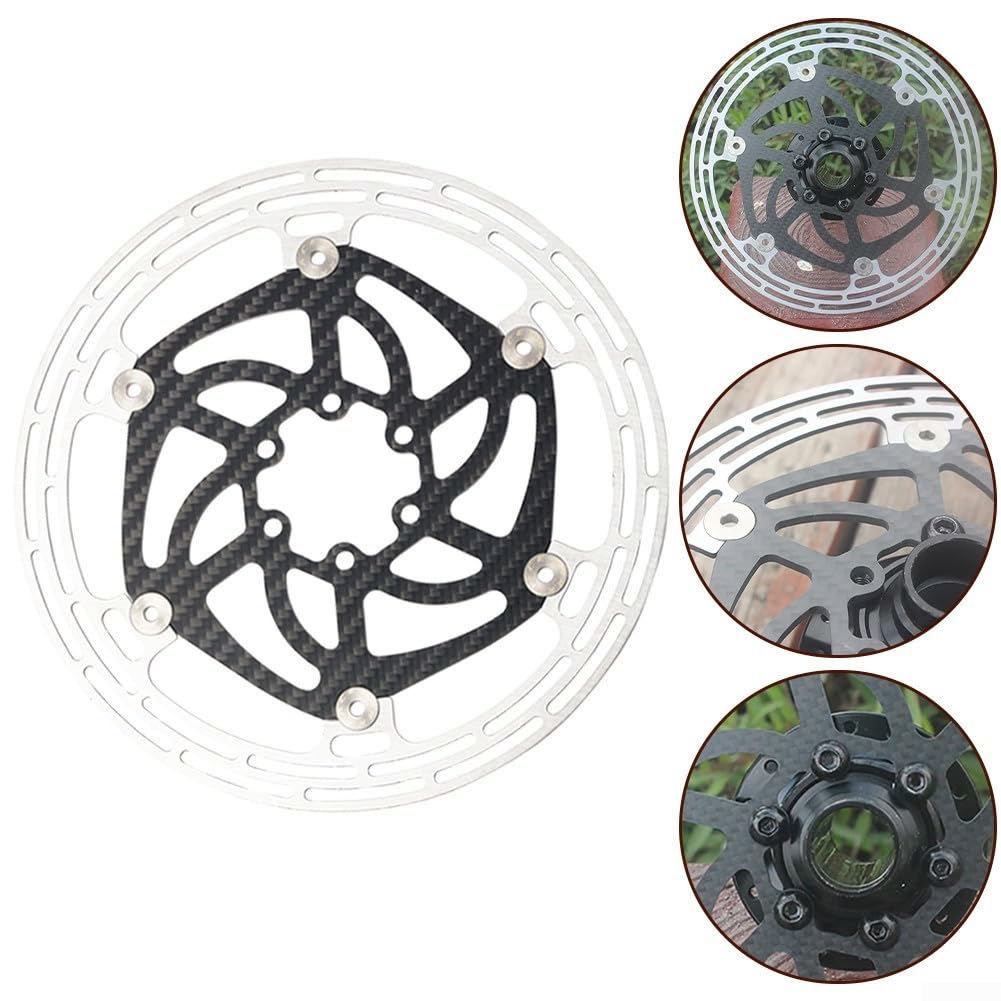 Freno de disco flotante ultraligero para bicicleta de montaña, soporte de fibra de carbono con disco de acero, diseño semiflotante para disipación de calor, 140 mm/160 mm/180 mm, color negro