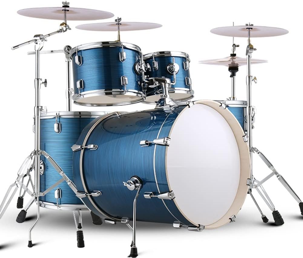 Juego de batería para adultos de tamaño completo, instrumento de percusión profesional, kit completo de batería con soporte de aleación gruesa para actuaciones en escenario principiante, color grano