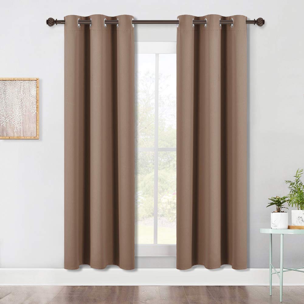 NICETOWN Blackout Draperies Curtains Window Drapes, Window Treatment Thermal Insulated Solid Grommet Blackout Panels for Bedroom (One Pair, 42 by 72 Inch, Cappuccino)