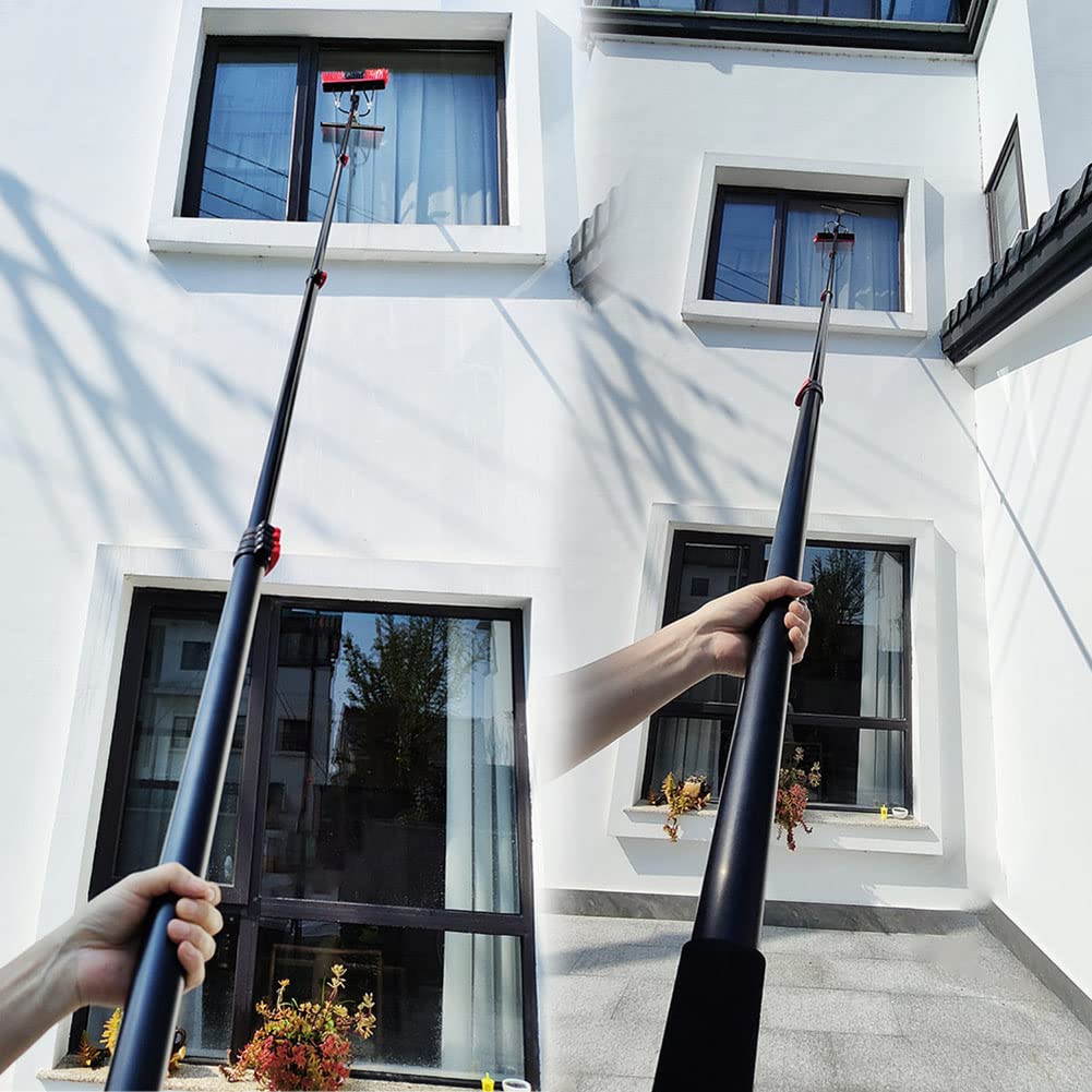 Genérico Cepillo para Ventanas SADOMAIN 12-36 pies, Kit de Limpieza con alimentación de Agua, escobilla de Goma, telescópico con pértiga, Extensible, de Largo Alcance, para Paneles solares,