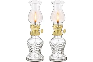 Vintage Glass Clear Kerosene Lamp - Indoor Decorative Hurricane Lamp (2-Pack)