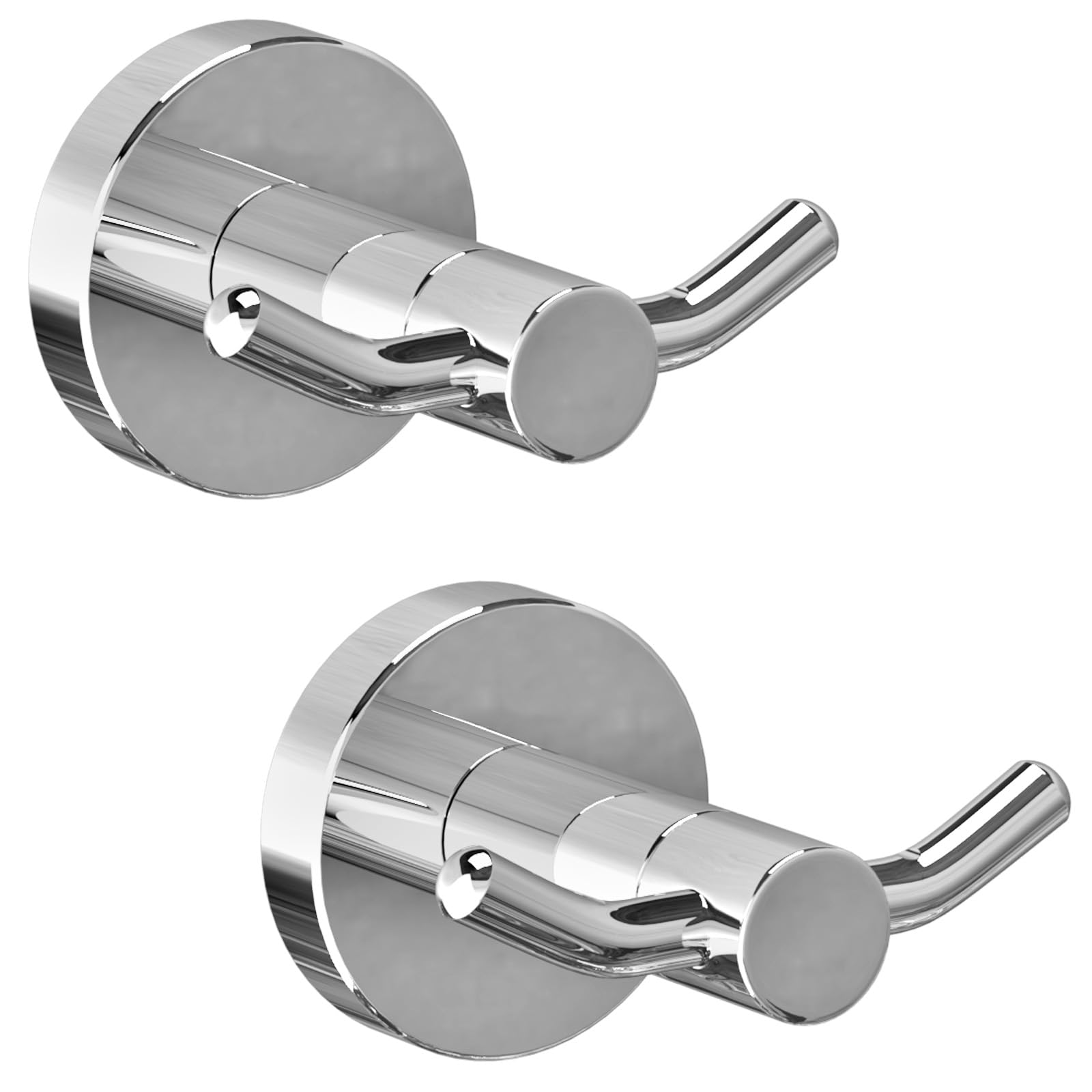 Yundoza Towel Hooks for Bathroom, Screw in Stainless Steel Door Hooks for Hanging Coat Robe Keys (Chrome, 2 Pack)