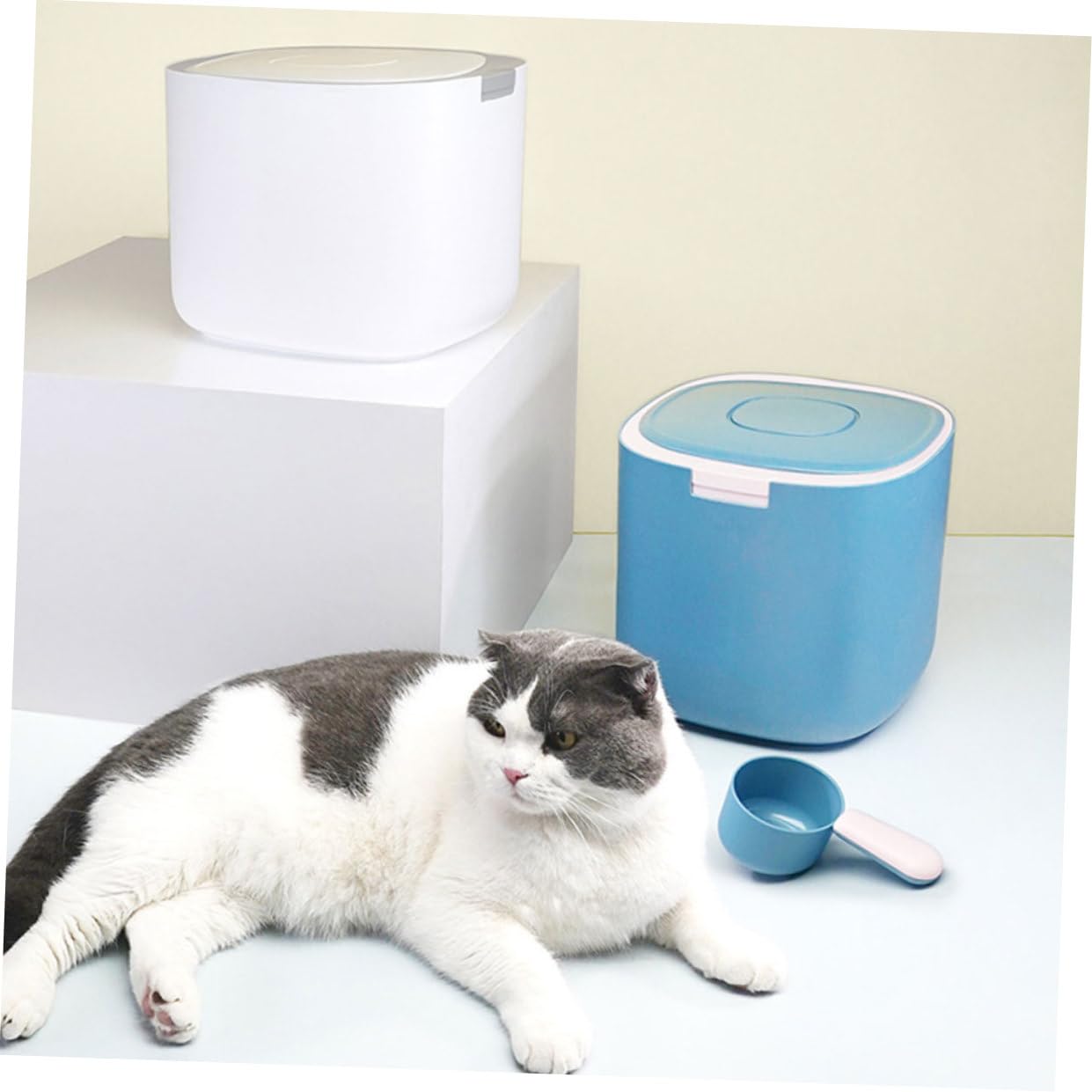 BESPORTBLE Bidone Porta Crocchette per Animali Domestici 11l in Pp Igienico Coperchio Ermetico Blu, Facile da Usare per Conservazione Alimentare Domestica