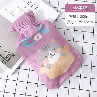 Scaldamani portatile a prova di esplosione di iniezione di borsa dell'acqua calda carino iniezione della bottiglia di acqua calda della peluche del fumetto-Miao scatola rossa 800ML