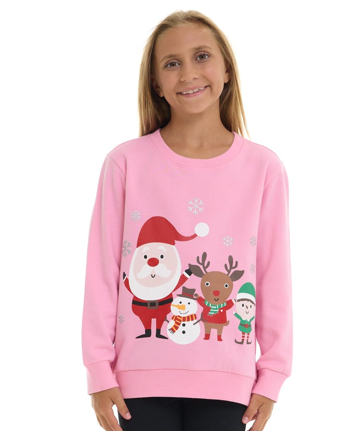 Pink Angel Girls’ Christmas Sweatshirt – Classic Cozy Xmas Fleece Holiday Pullover –