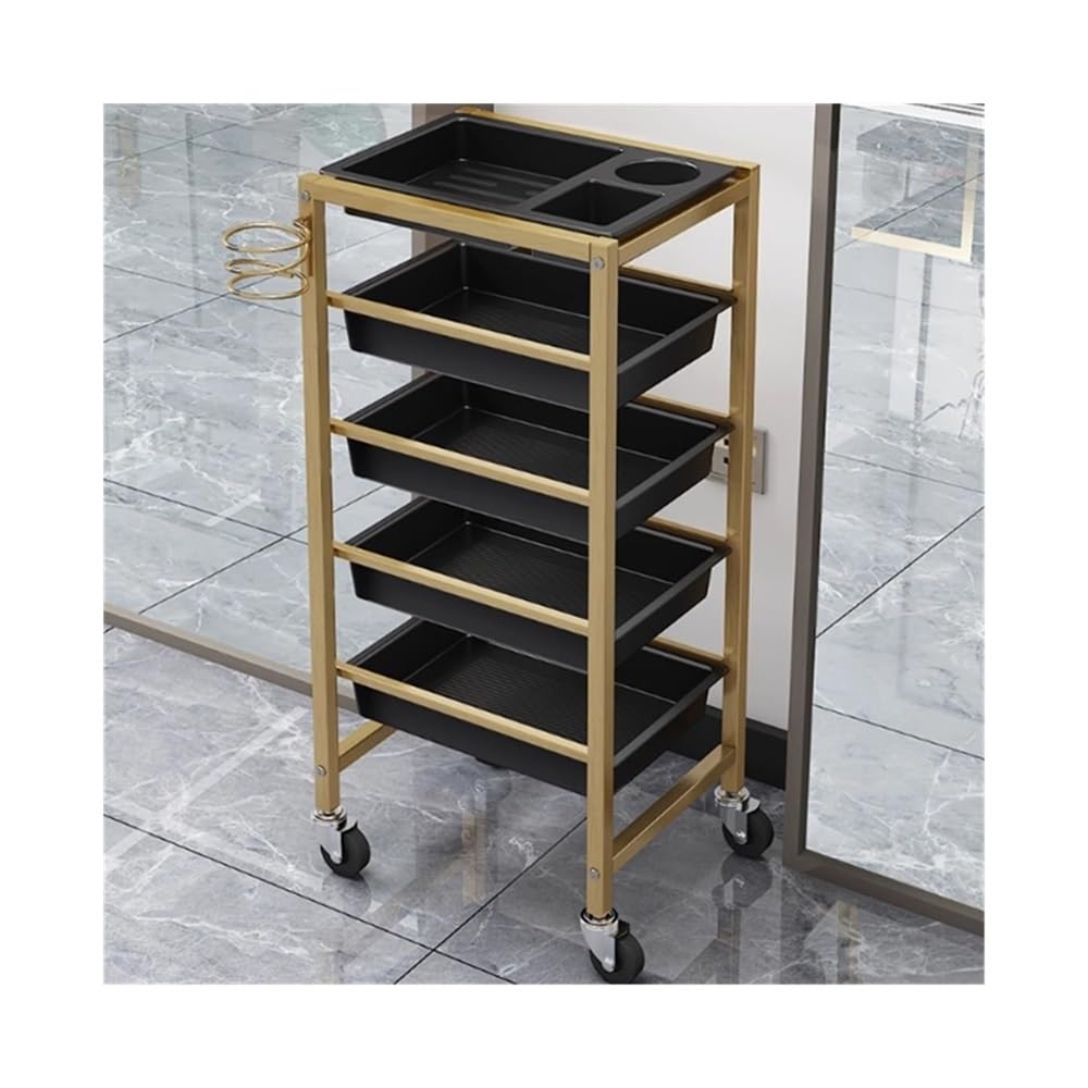 carrello mobile per salone Carrello multifunzionale for lo styling dei capelli, deposito classificato, strumento for salone di bellezza e unghie(Gold)