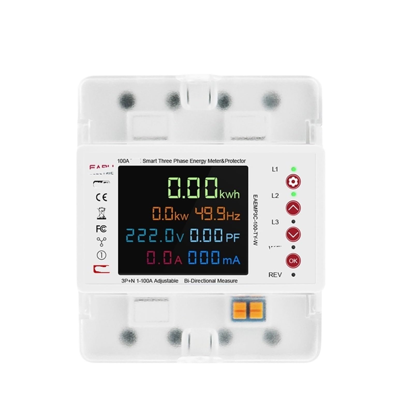 Compteur de puissance bidirectionnel 3P 100A avec relais de commutation