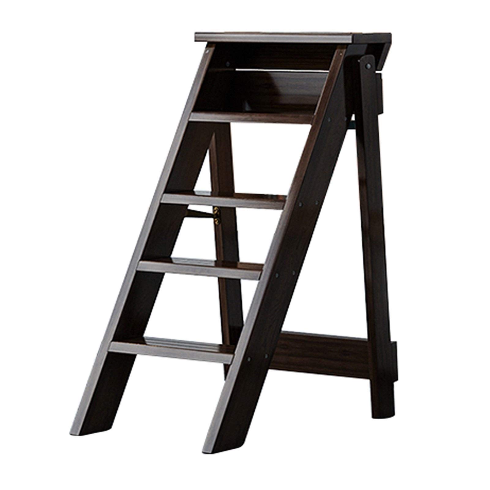 ladders for Home, Folding 5 Step Ladder Chair Wooden Foldable Stool