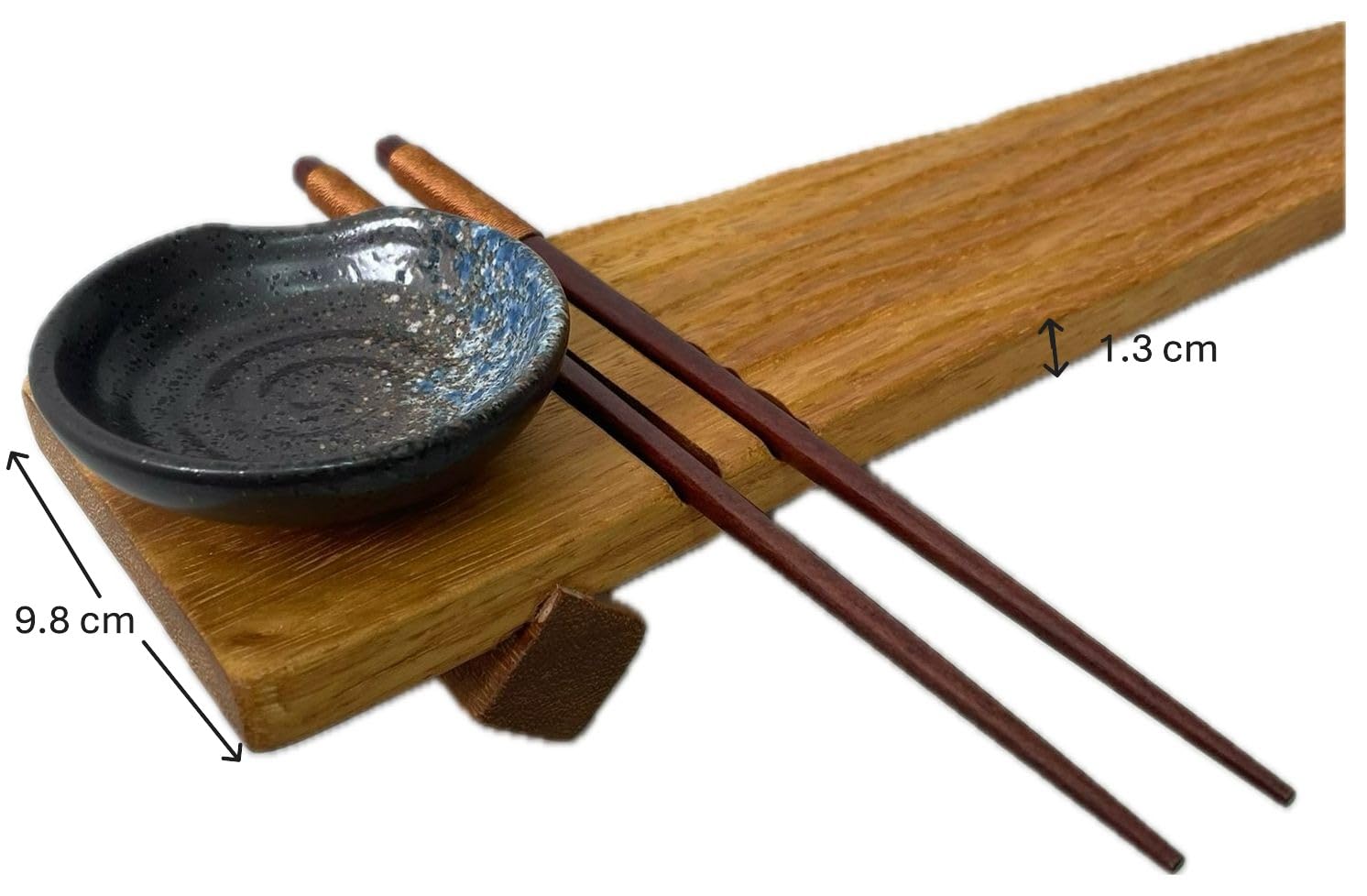 Genérico Set Sushi Premium (2 Tablas) de Madera Maciza FSC + 2 Cuencos Cerámicos + 4 Palillos | Aceite natural mate | Roble/Nogal/Iroko – Hecho a Mano (Madera Iroko)