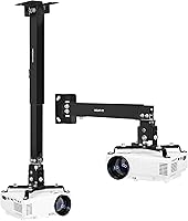 Mount-It! MI-604 Universal Projector Ceiling Wall Mount, Steel Adjustable Arm, 44lb Capacity, Full Motion, Cable Management, Black