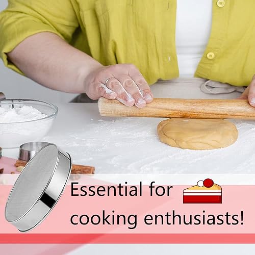 Miniatura 7 de 3 Pack Round Flour Sifter, Stainless Steel Fine Mesh Strainers Flour Sieve, 6 Inch and 8 Inch 40 Mesh 10 Inch 60 Mesh for Baking Straining Powdering