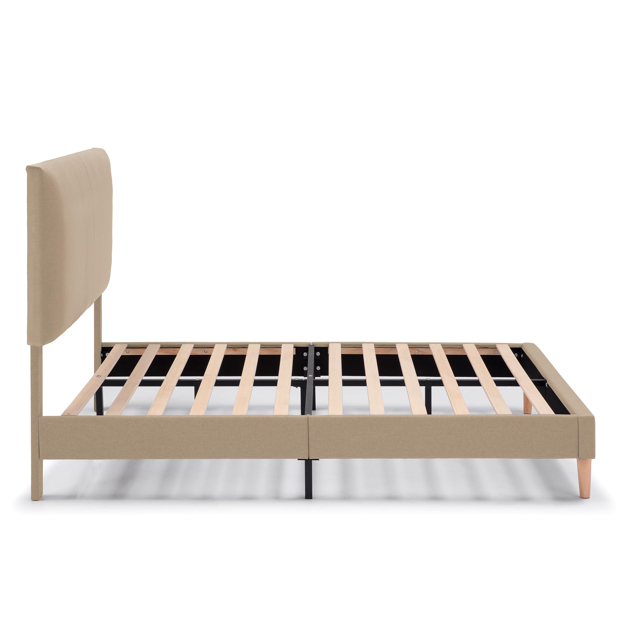 HOMN LIVING Estructura de Cama tapizada Lauren de 30 cm, Base para colchón 150x190 cm, Somier de láminas de Madera, Montaje Sencillo, Beige