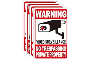 4-Pack No Trespassing Signs with Video Surveillance Notice