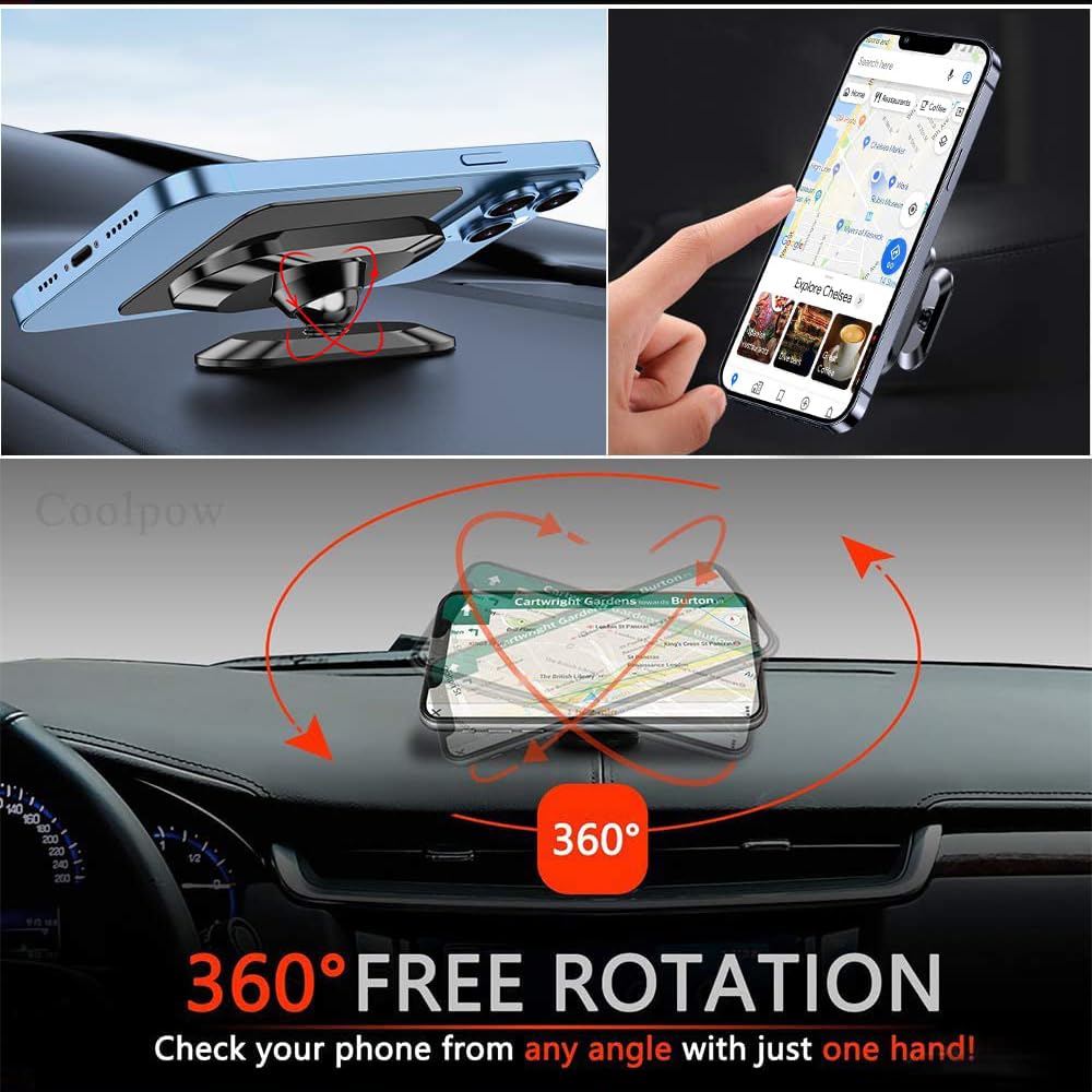 MACHSWON 2-PACK Magnetic phone holder for car dash 360° Rotation Universal Dashboard Carmount Magnetic Phone Mount 4 Metal Plate Car mount for iPhone magnetic car mount for cell phone - Image 3
