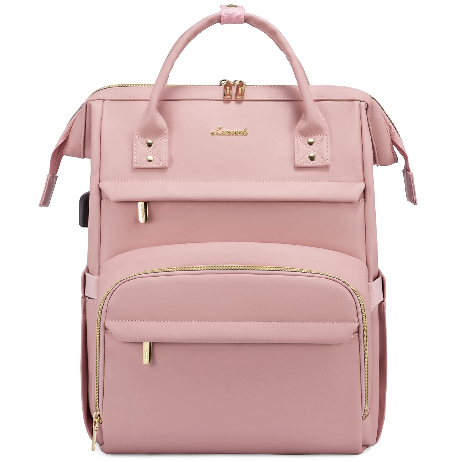 LOVEVOOK Rucksack Damen Schulrucksack, Wasserdicht Laptoprucksack mit Ladeanschluss, Rucksäcke für Uni Schule Business Arbeit Reise, Dunkelgrau