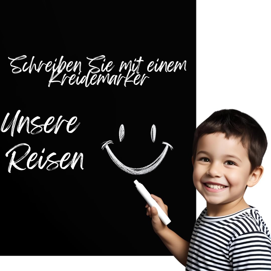 Magnettafel - Magnetische Pinnwand 70x20 cm aus Stahl, ideal für Magnete und Notizen, magnetisches Whiteboard, beschreibbare Tafel mit Kreidemarkern, inkl. Montageset - Schwarz