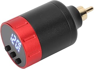 Cordless Tattoo Power Supply, 1500mAh Adjustable Voltage Tattoo Pen, Lithium Battery RCA Connector Tattoo Machine, Tattoo Machine Parts (Red)