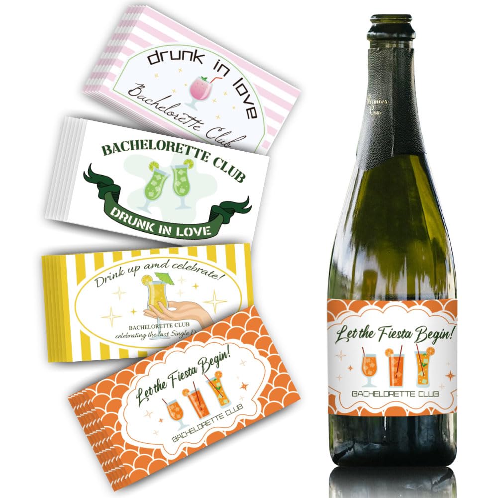 SUPERDANT 40pcs Cocktail Wine Bottle Label Mini Champagne Labels Wine Bottle Sticker Bachelor Party Cocktail Champagne Labels For Bottles Label Stickers Covers for Bachelor Party Favor Gifts