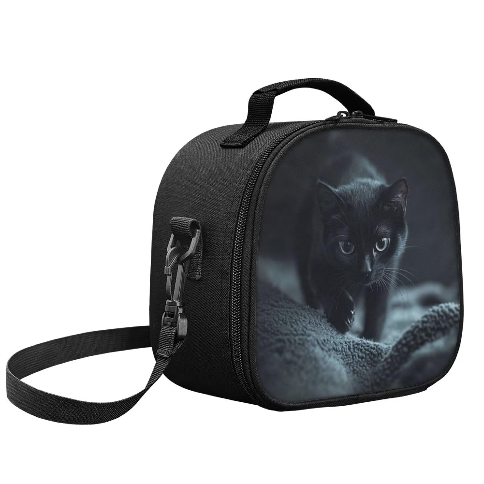 POLERO Black Cat Lunch Bag for Girls Insulated Lunch Boxes Back to School Children Small Snack Box