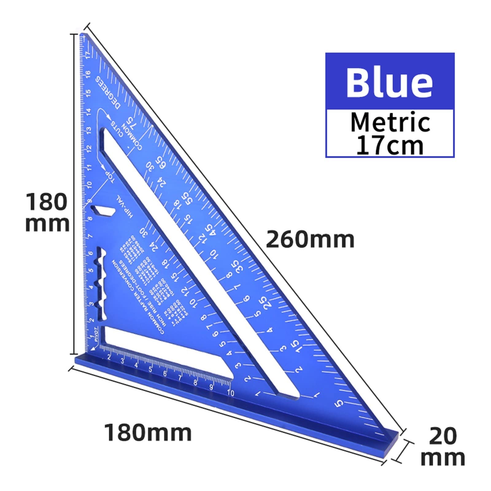 Rapporteur d'angle, équerre Triangulaire 7 Pouces, Outil de Mesure en Alliage d'aluminium, équerre de Menuisier