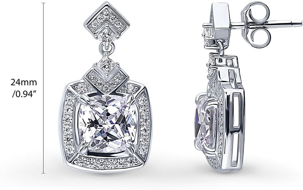 BERRICLE Sterling Silver Arrow Cubic Zirconia CZ Halo Fashion Necklace and Earrings Set for Women, Rhodium Plated - Image 4