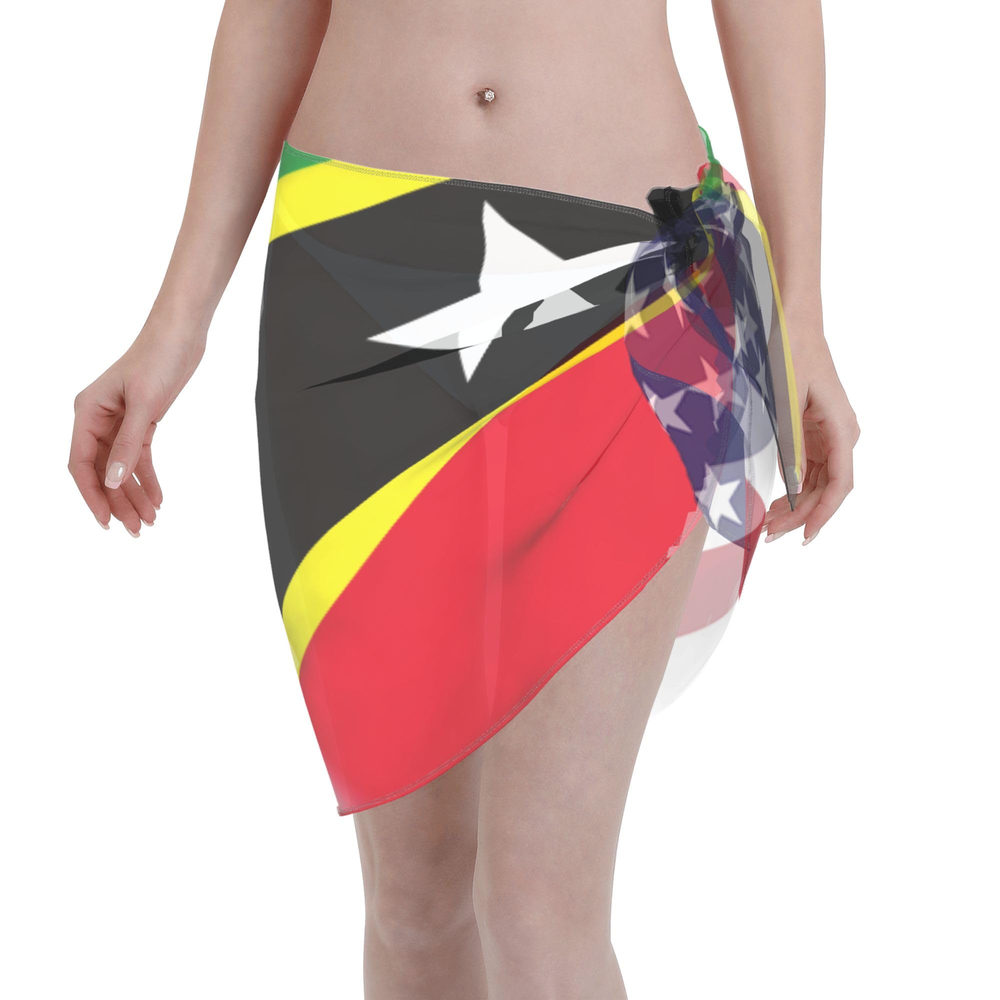 American flag and Saint Kitts and Nevis flag Women Swimwear Sarongs Beach Wrap Dress Bikini Cover Ups Sunscreen