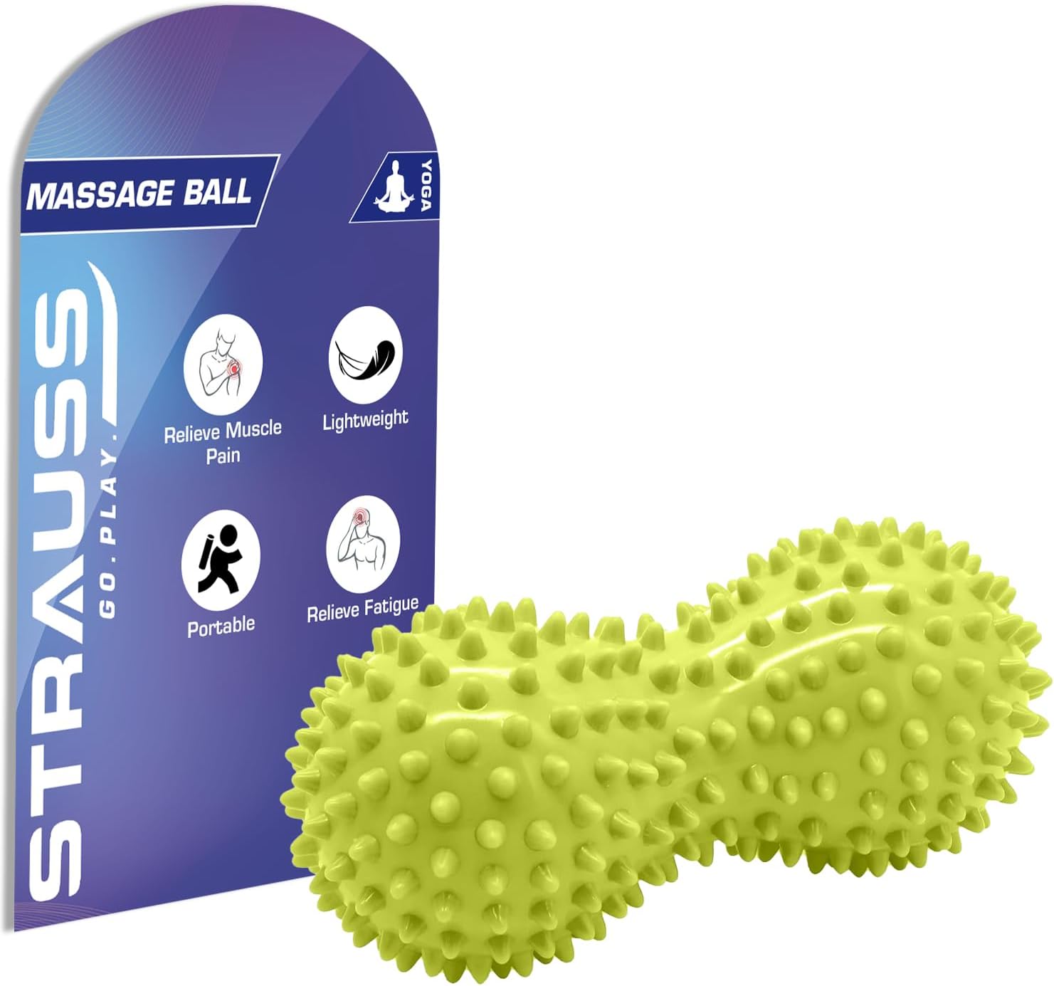 STRAUSS Peanut Shape Massage Ball | Trigger Point Release, Myofascial Release, Body Massager for Muscle Recovery, Yoga, Physical Therapy | Improve Flexibility, Mobility, & Blood Circulation (Green)