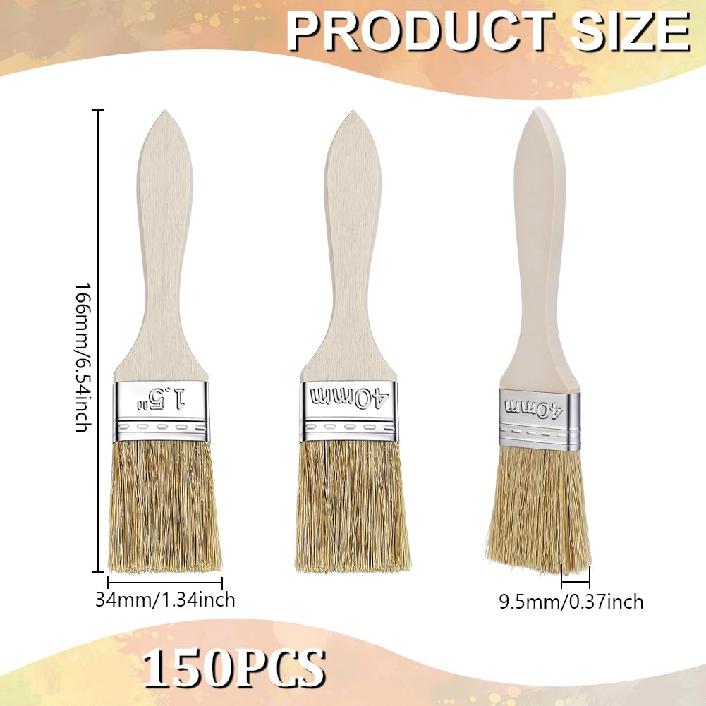 Juego de 150 pinceles de pintura de virutas, 3,4 cm, multiuso, para pintar manchas, barnices, paredes de pegamento y superficies de madera