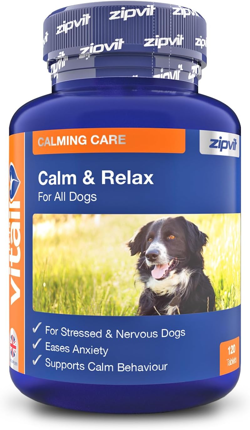 Zipvit Dog Calming Tablets, Natural Calming Support, Reduces Stress, Anxiety, Fear and Separation Anxiety, 120 Tablets, Liver Flavour